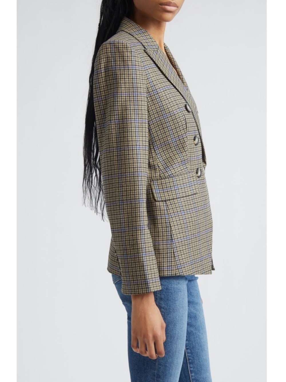Veronica Beard Miller Houndstooth Check Dickey Jacket in Moss Brown Multi Sz 6 - Picture 4 of 10